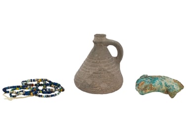 ANCIENT ROMAN BYZANTINE POTTERY AND GLASS ITEMS