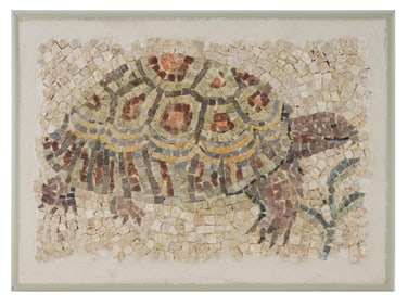 ANCIENT ROMAN STONE MOSAIC OF TURTLE C 200 BC