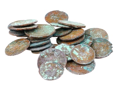 LARGE COLLECTION ANCIENT LATE ROMAN EMPIRE BRONZE COINS