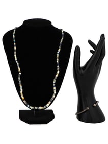 ANCIENT OTTOMAN SILVER BRACELET AND ROMAN BEAD NECKLACE