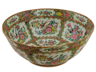 LARGE CHINESE FAMILLE ROSE PORCELAIN BOWL W FLOWERS