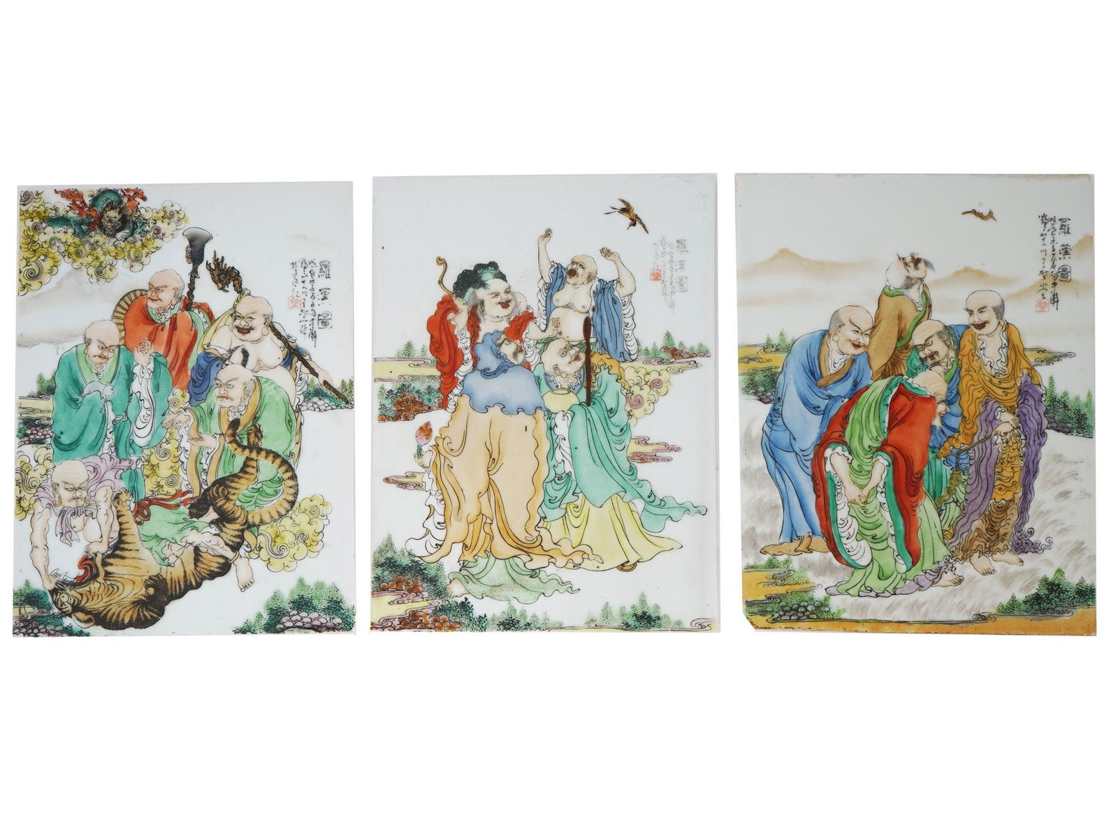 CHINESE REPUBLIC HAND PAINTED PORCELAIN TILES (1 of 10)