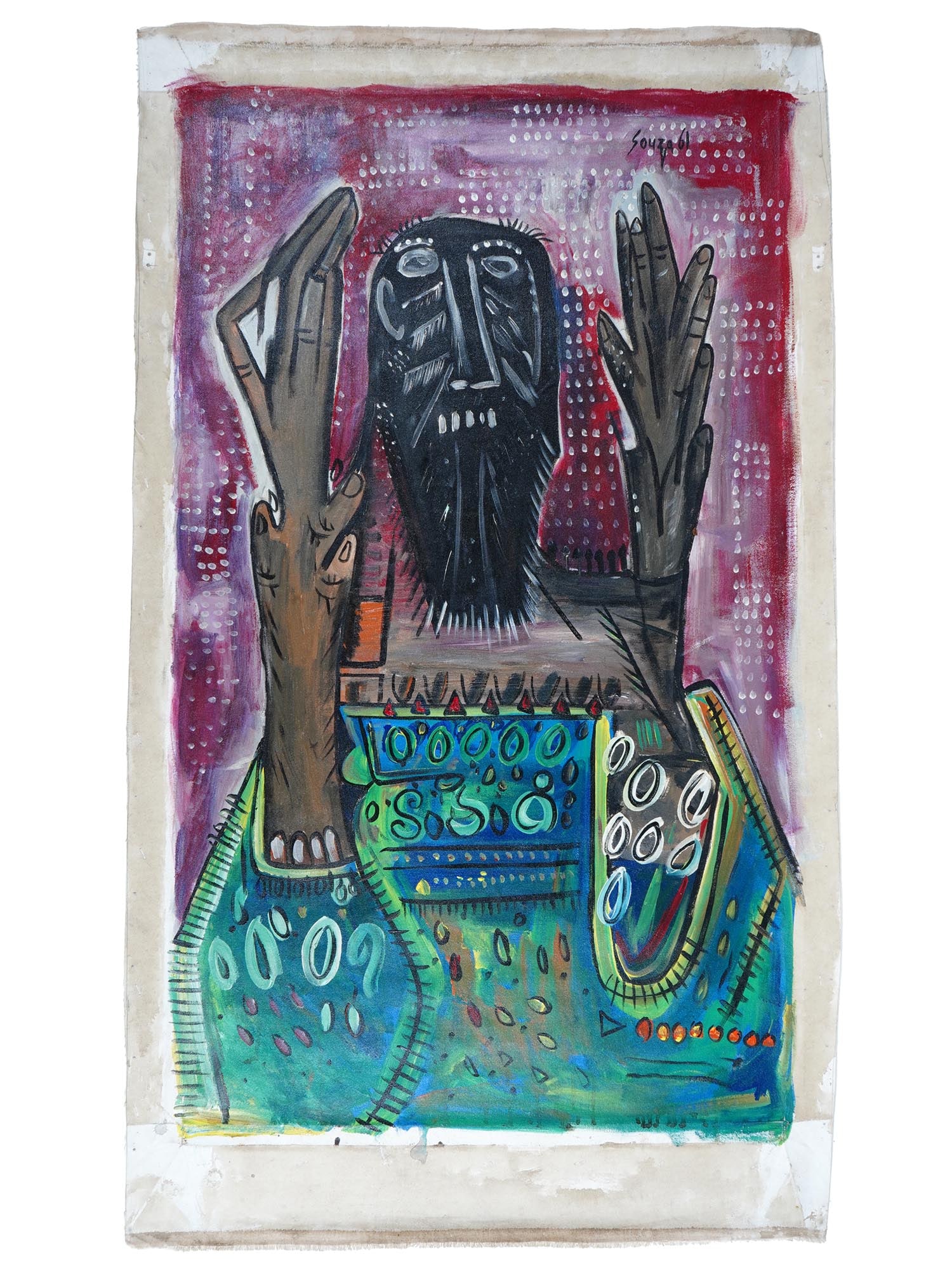 FN SOUZA INDIAN MALE PORTRAIT OIL PAINTING WITH COA (1 of 6)