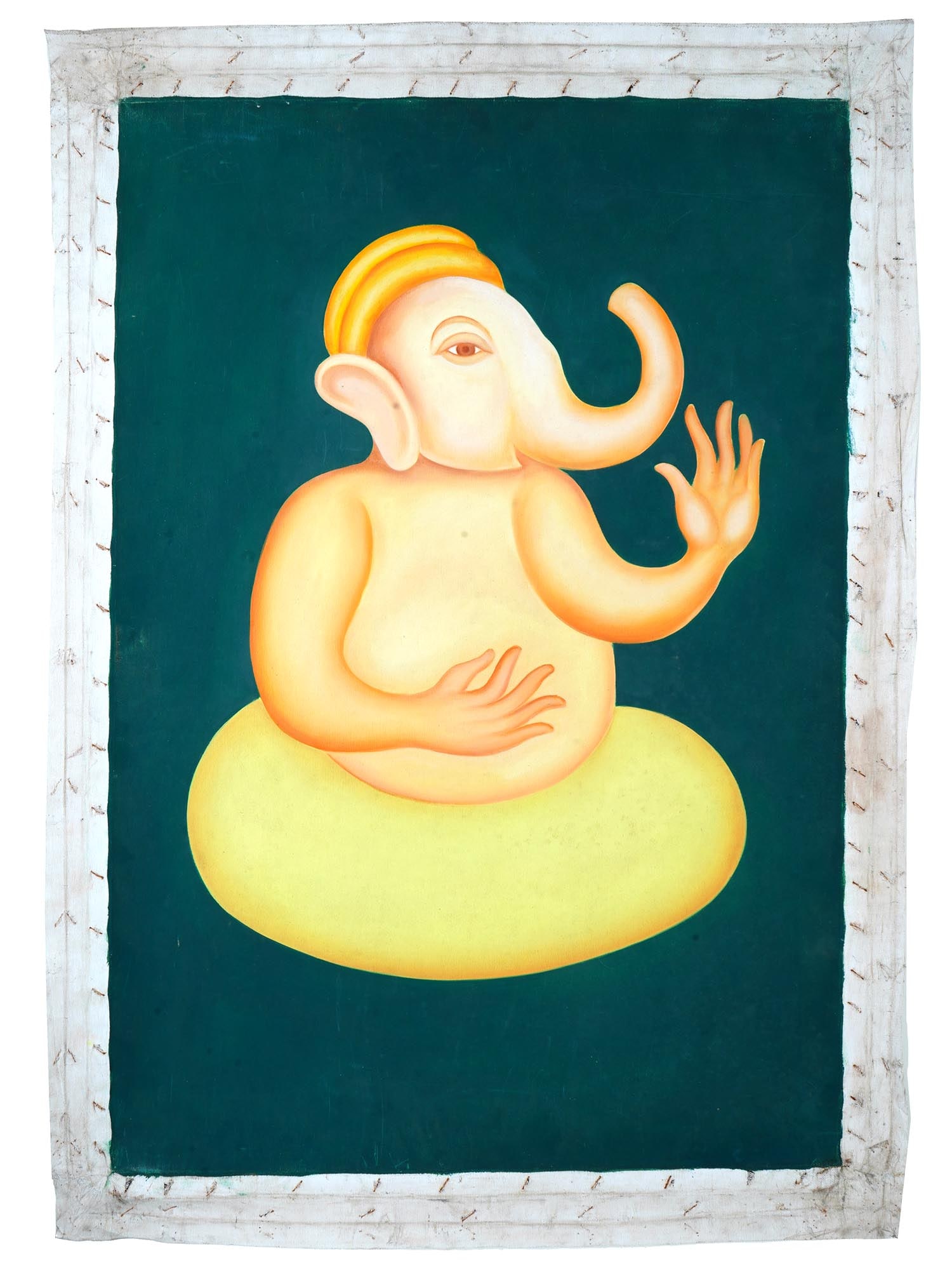 MANJIT BAWA INDIAN OIL PAINTING OF GANESHA WITH COA (1 of 5)