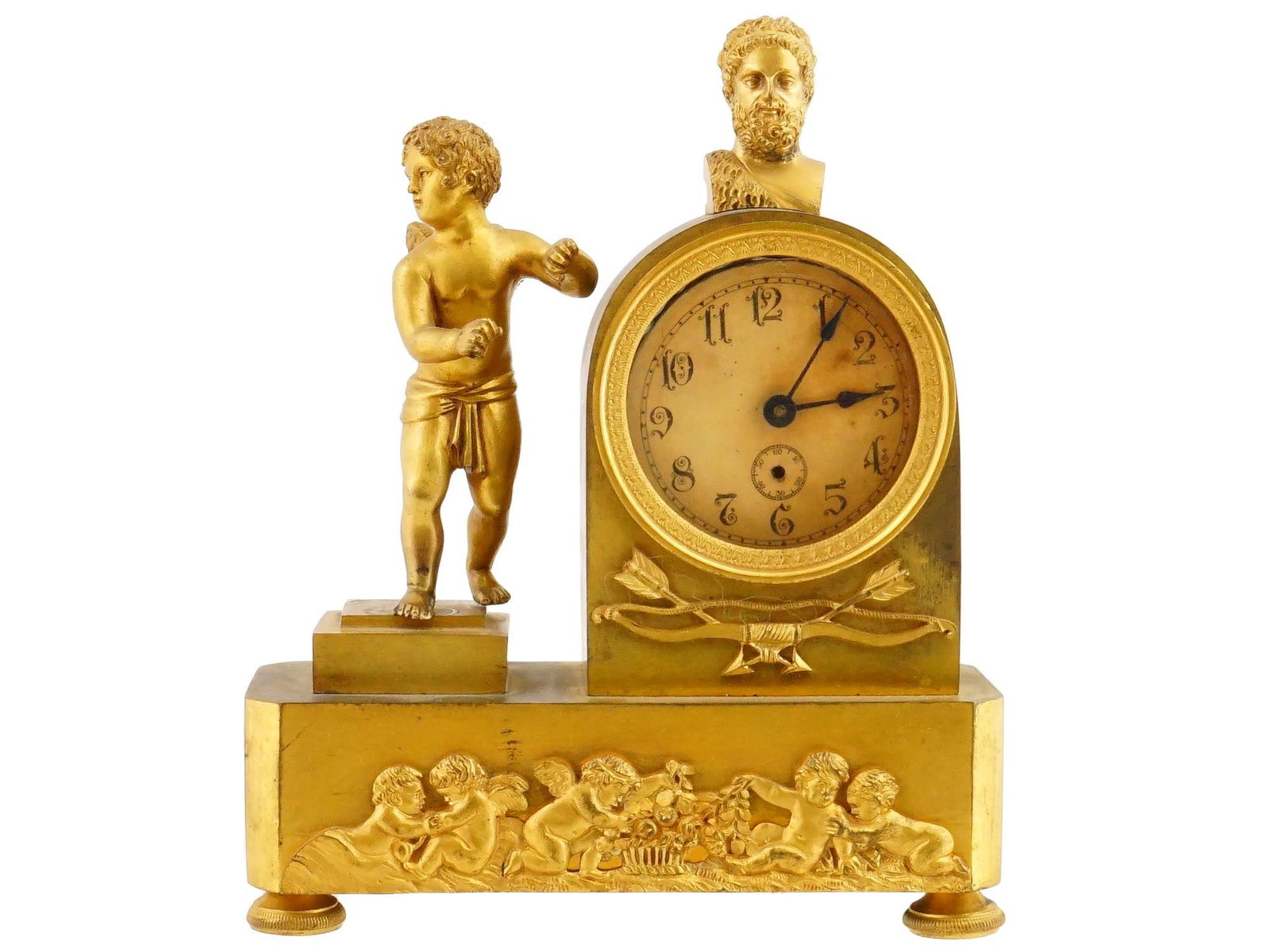ANTIQUE WATERBURY GILT BRONZE MANTEL CLOCK C 1900 (1 of 7)