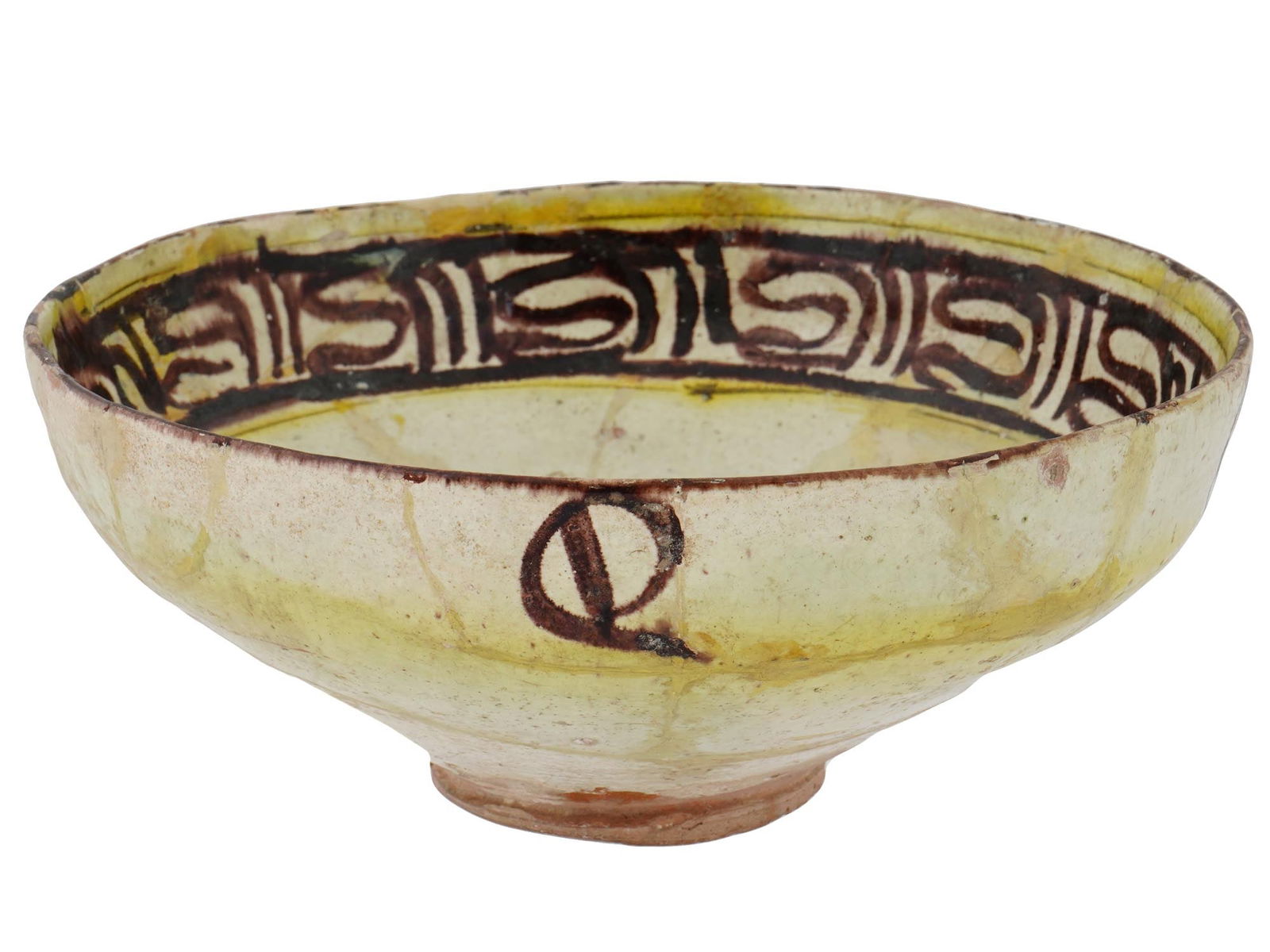 EARLY ISLAMIC PERSIAN NISHAPUR GLAZED POTTERY BOWL (1 of 4)