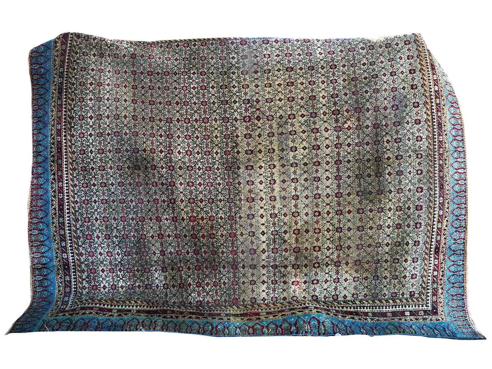 LARGE ANTIQUE PERSIAN HAMADAN HAND WOVEN WOOL RUG (1 of 10)