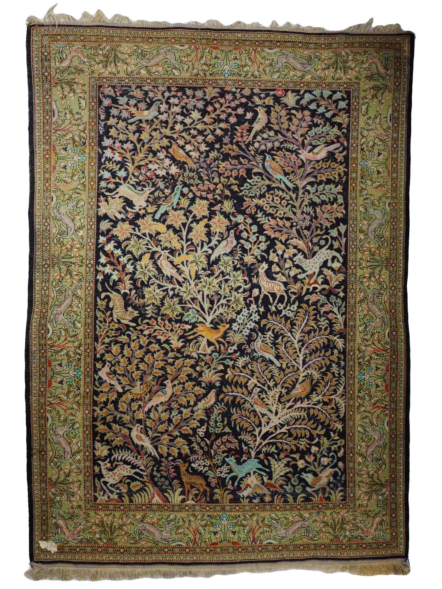 TURKISH MANNER HAND WOVEN SILK TAPESTRY CARPET RUG (1 of 6)