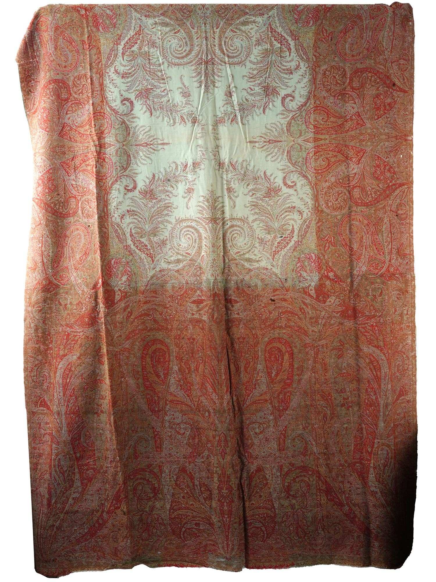 19TH CENTURY SCOTTISH PAISLEY LINEN TEXTILE SHAWL (1 of 10)