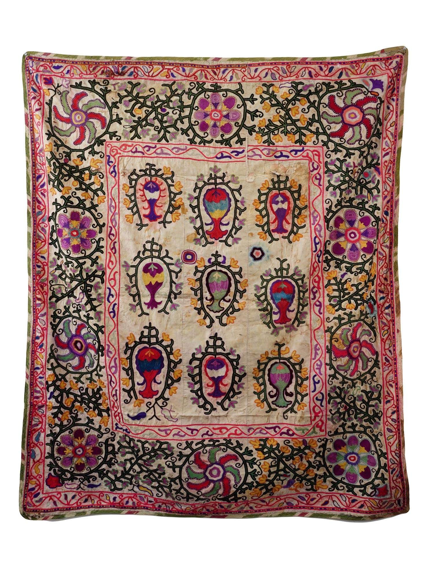 19TH C ITALIAN HAND EMBROIDERED TEXTILE WALL HANGING (1 of 5)