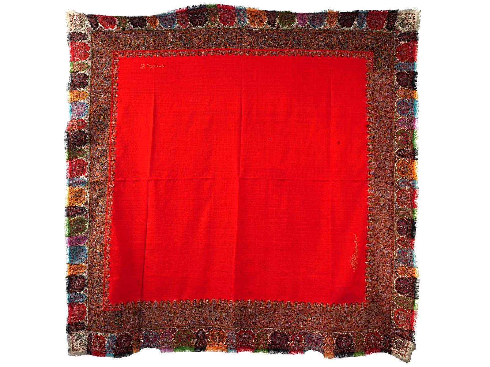 ANTIQUE KASHMIR PAISLEY HAND MADE WOOL TEXTILE SHAWL (1 of 10)