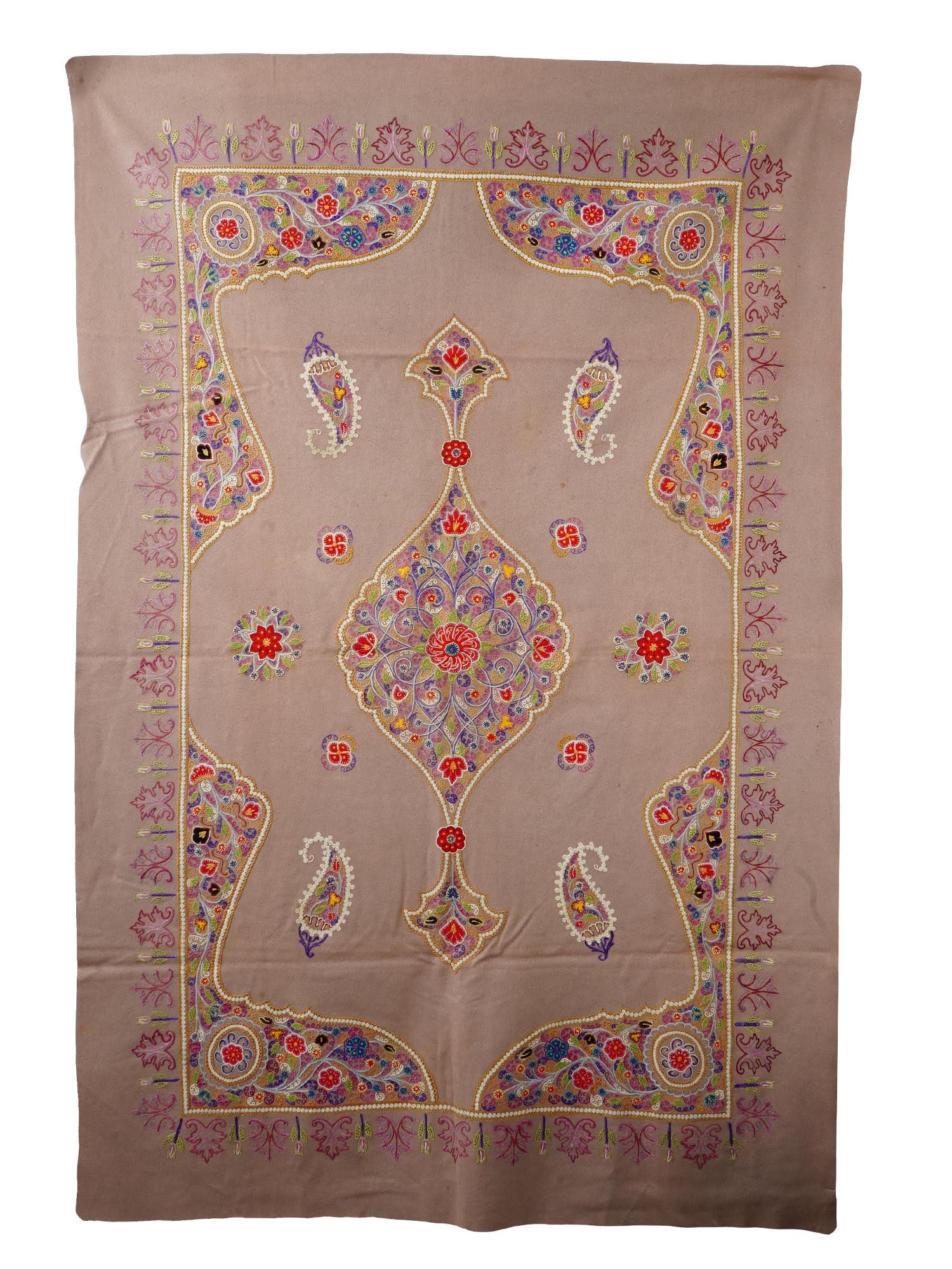 19TH C PERSIAN RASHTI DUZI HAND EMBROIDERED TEXTILE (1 of 7)