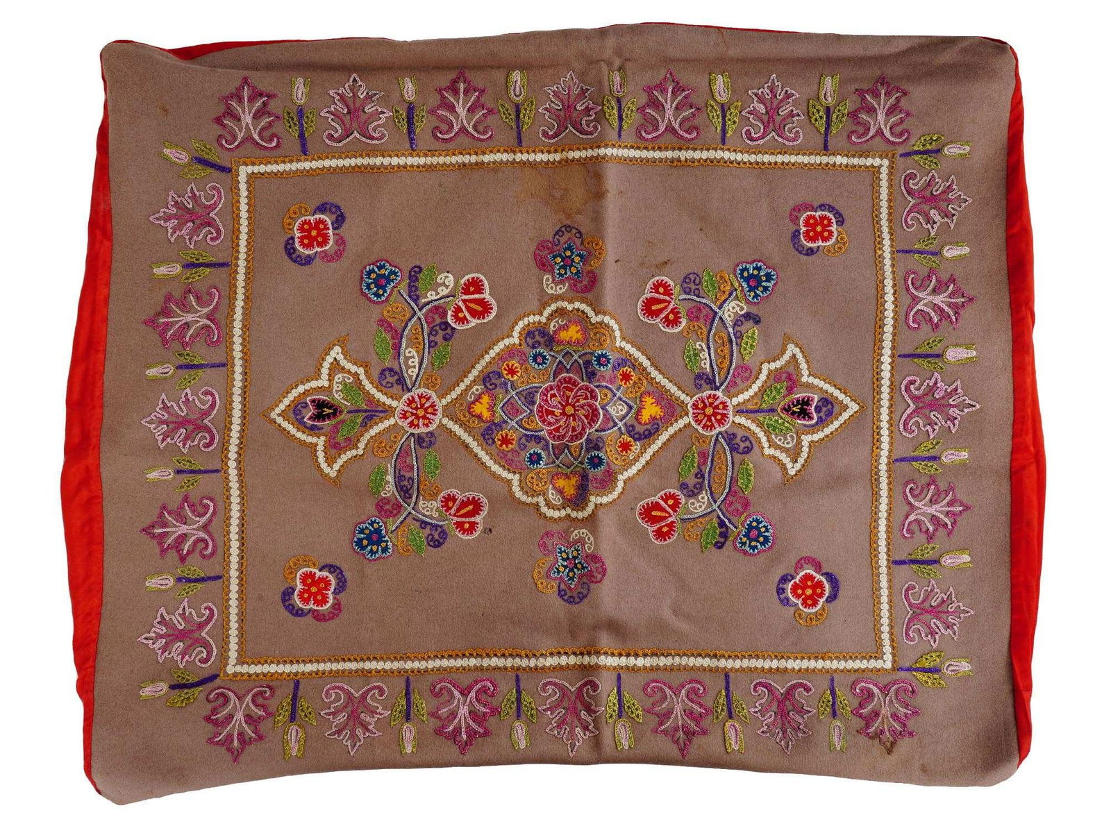 19TH C PERSIAN RASHTI DUZI HAND EMBROIDERED PILLOWCASE (1 of 2)