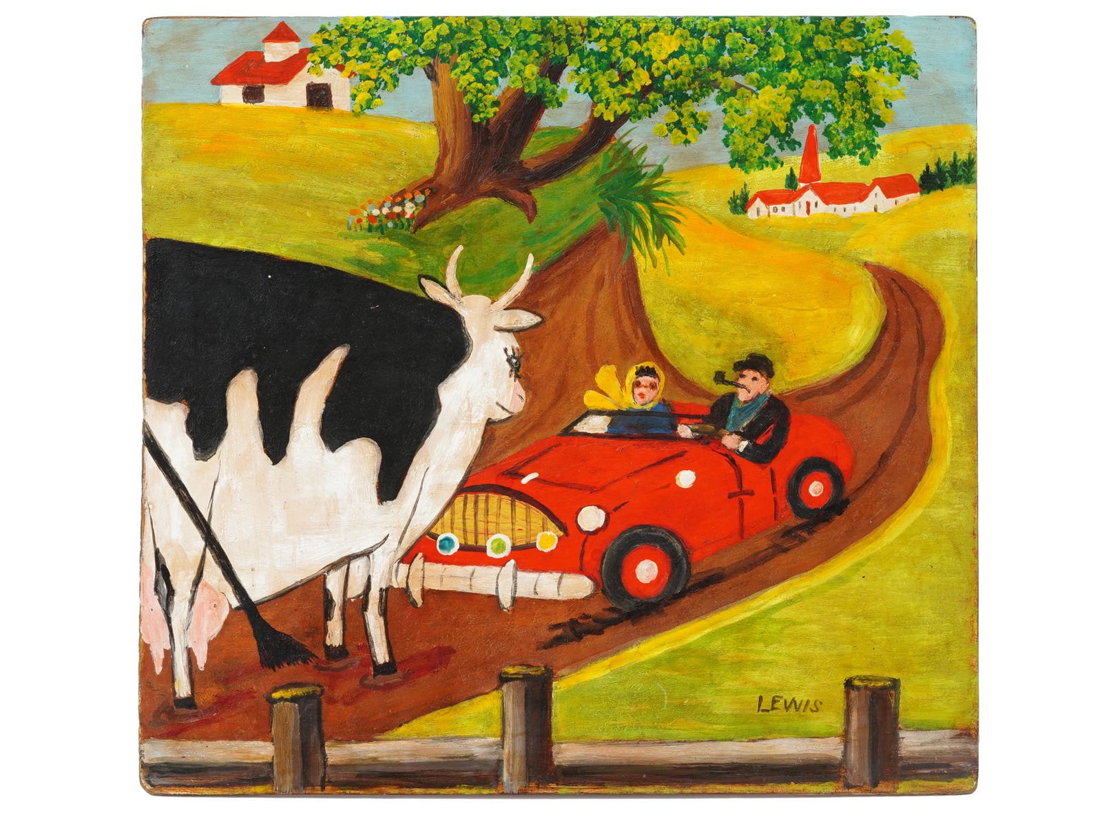 CANADIAN FOLK ART COW OIL PAINTING BY MAUD LEWIS (1 of 4)
