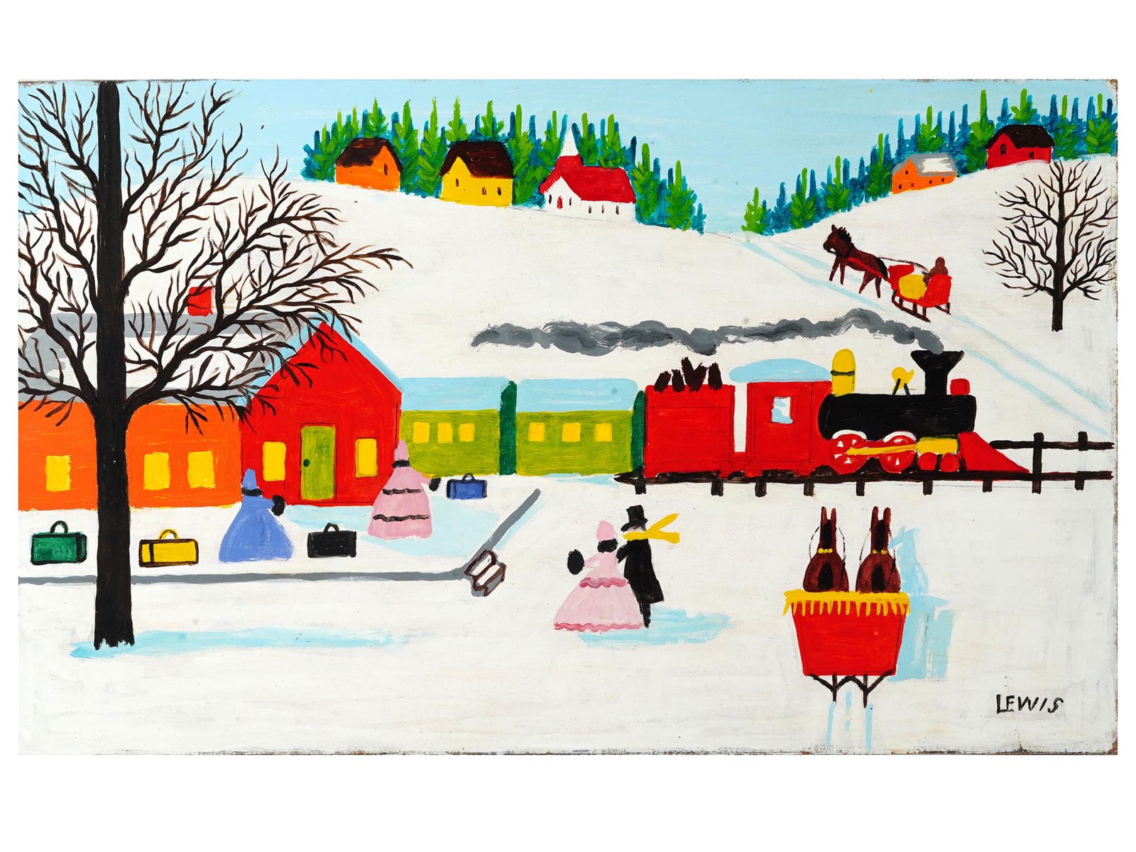 CANADIAN FOLK WINTER OIL PAINTING BY MAUD LEWIS (1 of 4)
