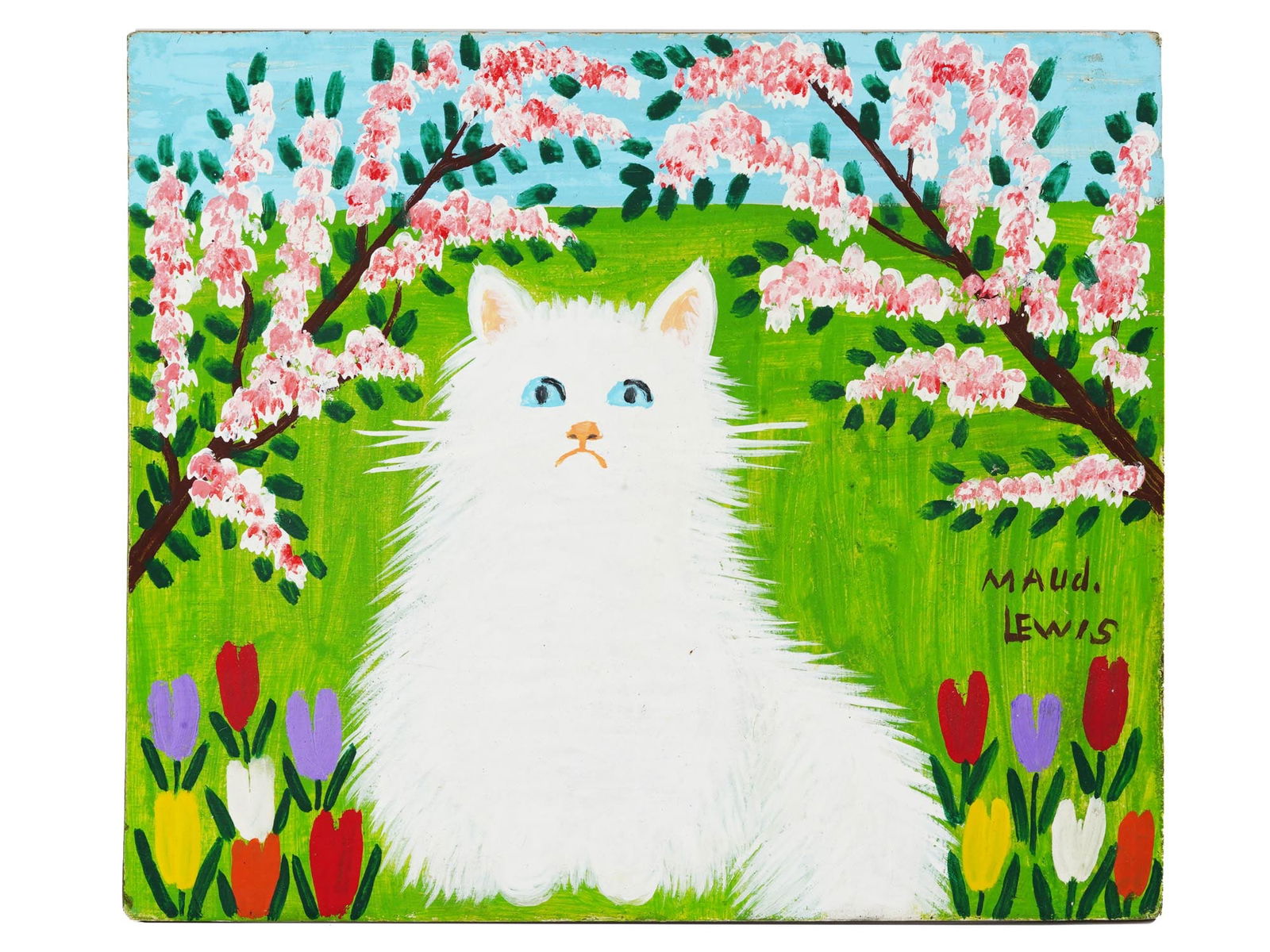 CANADIAN FOLK ART CAT OIL PAINTING BY MAUD LEWIS (1 of 4)