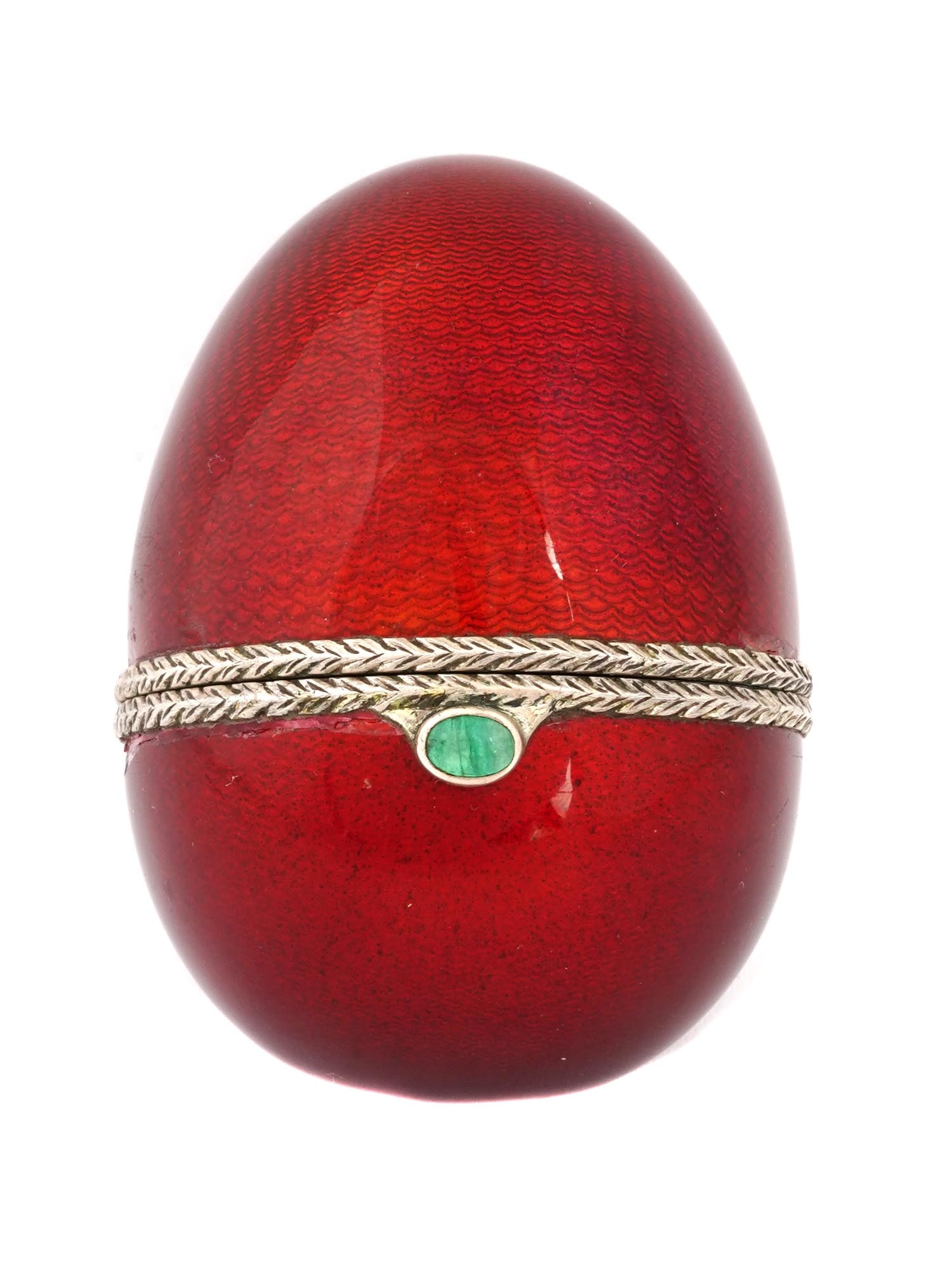 RUSSIAN 84 SILVER AND RED ENAMEL EGG CASKET CASE (1 of 10)