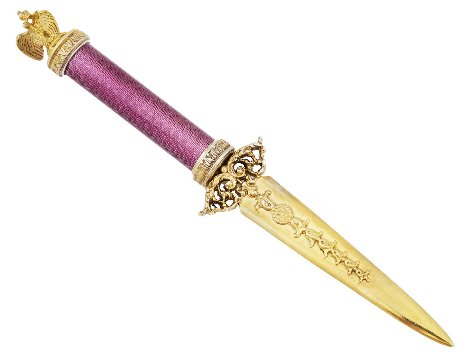 RUSSIAN GILT SILVER GUILLOCHE ENAMEL LETTER OPENER (1 of 10)