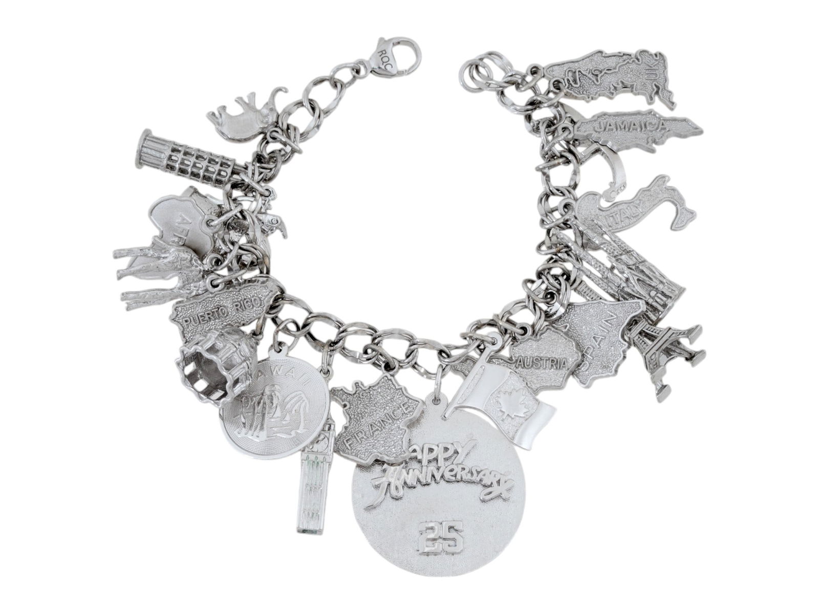 STERLING SILVER GLOBAL TRAVEL CHARM BRACELET (1 of 5)