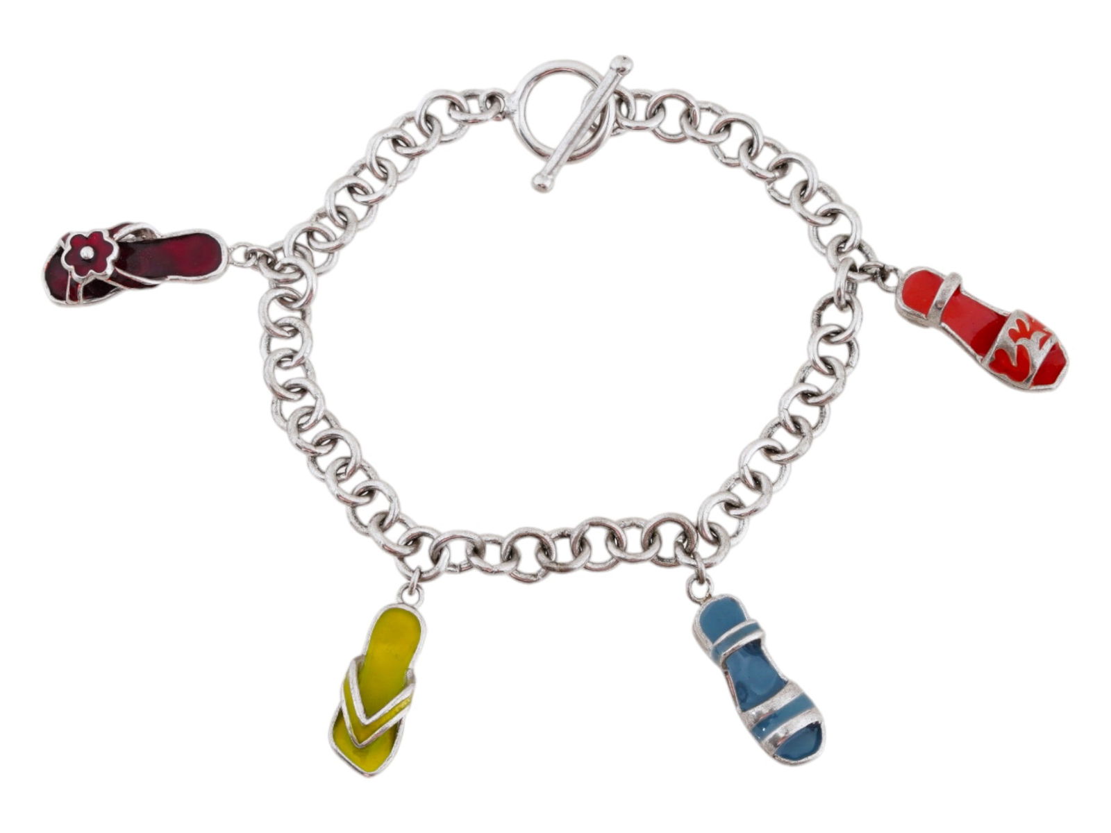 VINTAGE STERLING SILVER ENAMEL CHARM BRACELET (1 of 4)