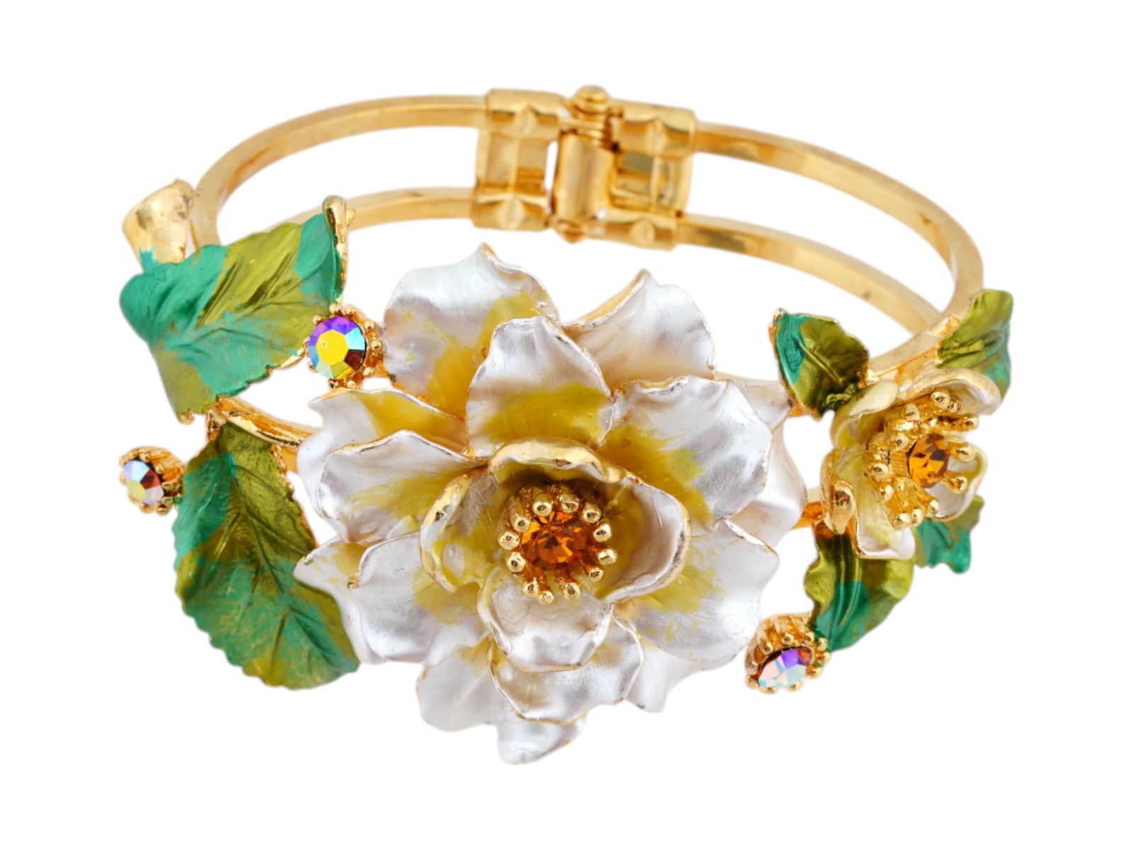 CUSTOM WEDDING ENAMEL GILT BRACELET WITH RHINESTONES (1 of 5)