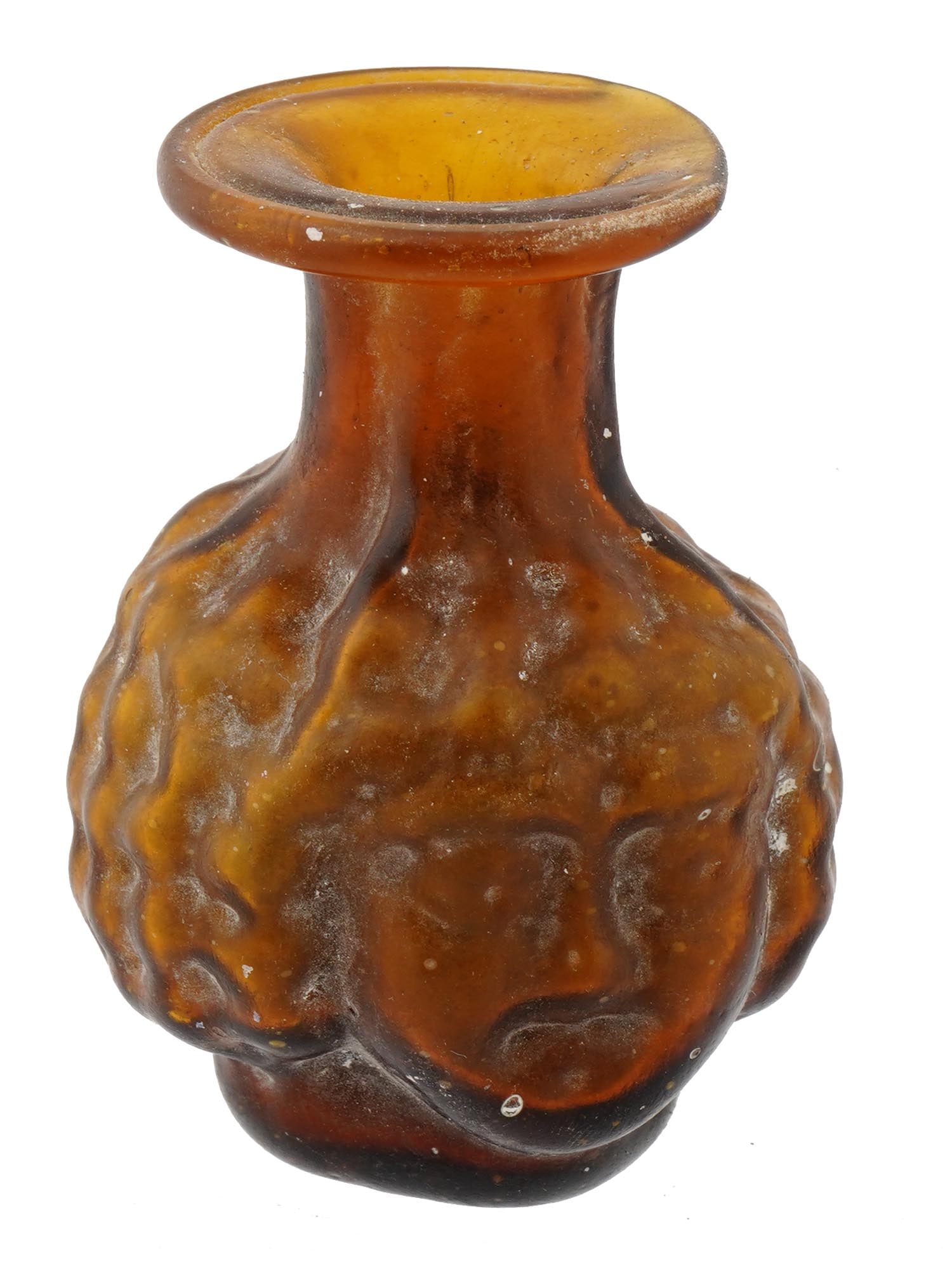 ANCIENT ROMAN GLASS BOTTLE WITH RELIEF FACE IMAGES (1 of 6)