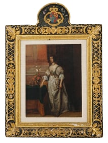 ANTIQUE FLEMISH QUEEN MARIA OF FRANCE OIL PAINTING