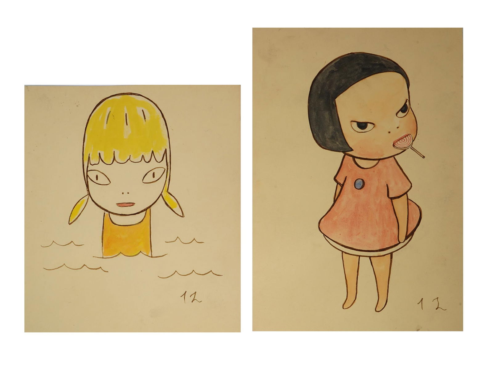 ATTR TO NARA YOSHITOMO JAPAN PORTRAIT PAINTINGS (1 of 5)