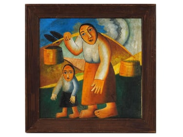 PAINTING AFTER KAZIMIR MALEVICH PEASANT WOMAN BUCKETS