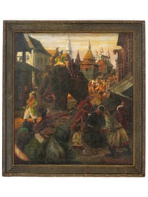 ANTIQUE RUSSIAN ANDREI RYABUSHKIN OIL PAINTING