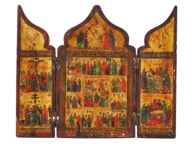 ANTIQUE RUSSIAN CHRIST HAND PAINTED ICON SKLADEN