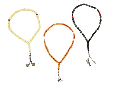 VINTAGE SILVER INLAY NECKLACES INCL AMBER BEADS