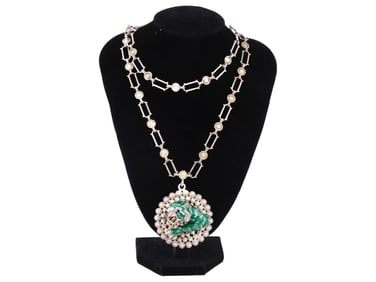 GUCCI STERLING SILVER ENAMEL TIGER LINK NECKLACE