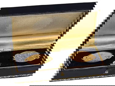ANTIQUE RUSSIAN 14K GOLD AND DIAMONDS CUFFLINKS
