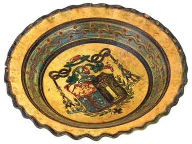 VINTAGE ITALIAN HAND PAINTED CERAMIC GLAZED PLATE