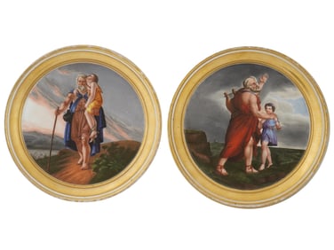 ANTIQUE FRENCH HAND PAINTED PORCELAIN WALL PLAQUES