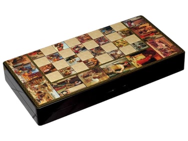 VINTAGE TURKISH BACKGAMMON CHESS BOARD PERSIAN MOTIFS