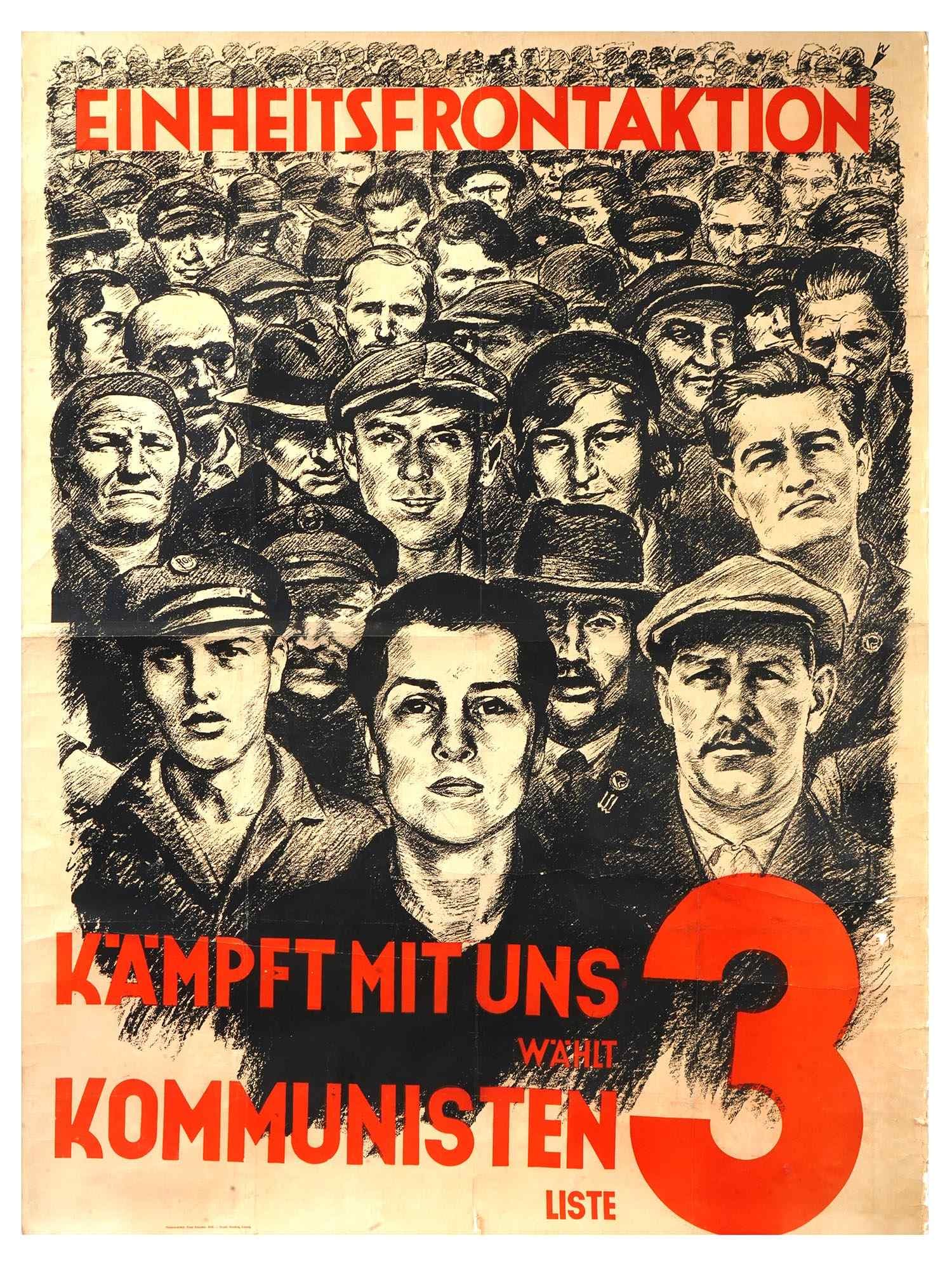 VINTAGE GERMAN ERNST SCHNELLER COMMUNIST PARTY POSTER (1 of 8)