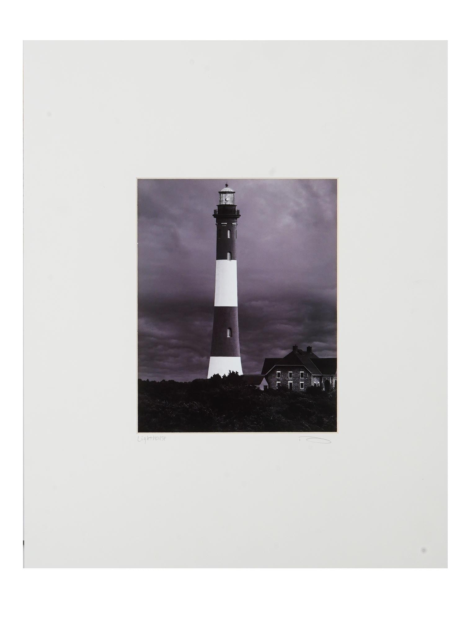 LTD LIGHTHOUSE PHOTO ART PRINT BY JOHN DENG SIGNED: John Deng, a Contemporary Chinese born, American photographer, a limited edition photo art print on paper, Lighthouse, depicting a rural landscape scene with a lighhouse. Signed in pencil, lower right