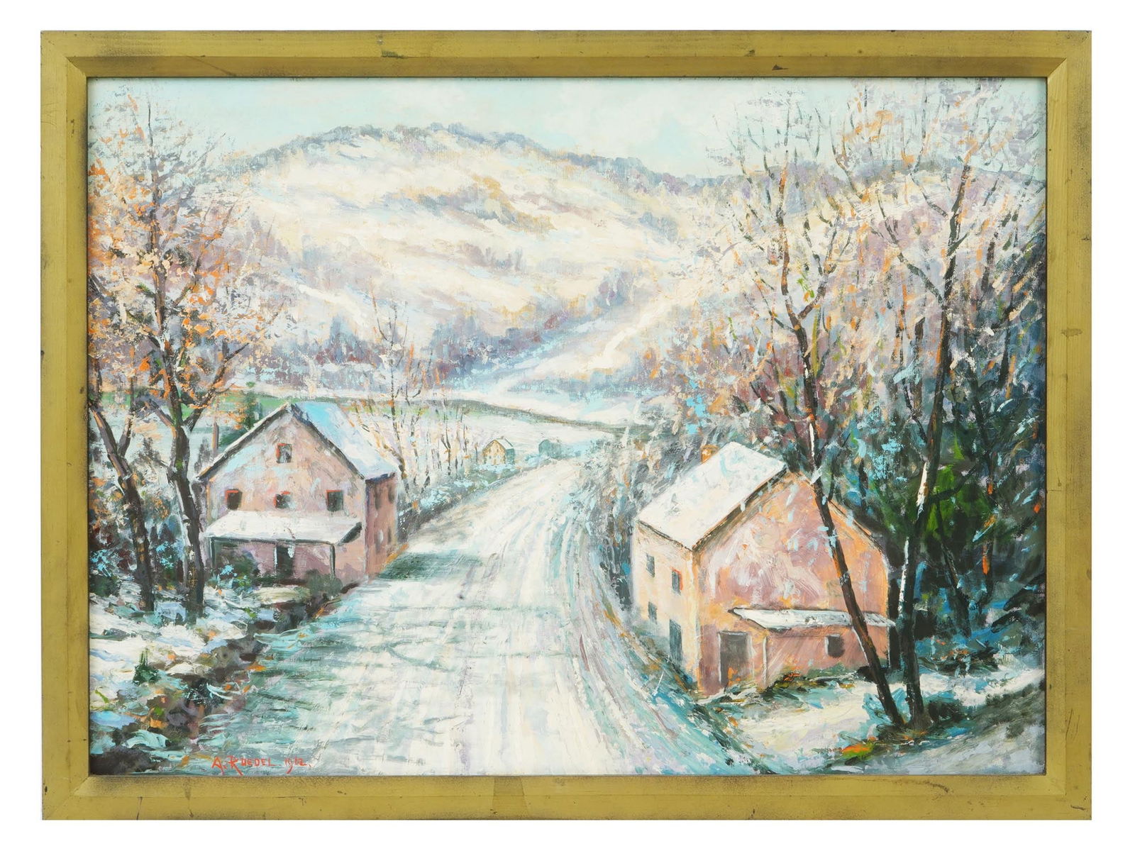 AMERICAN WINTER LANDSCAPE PAINTING BY A. ROEDEL (1 of 5)