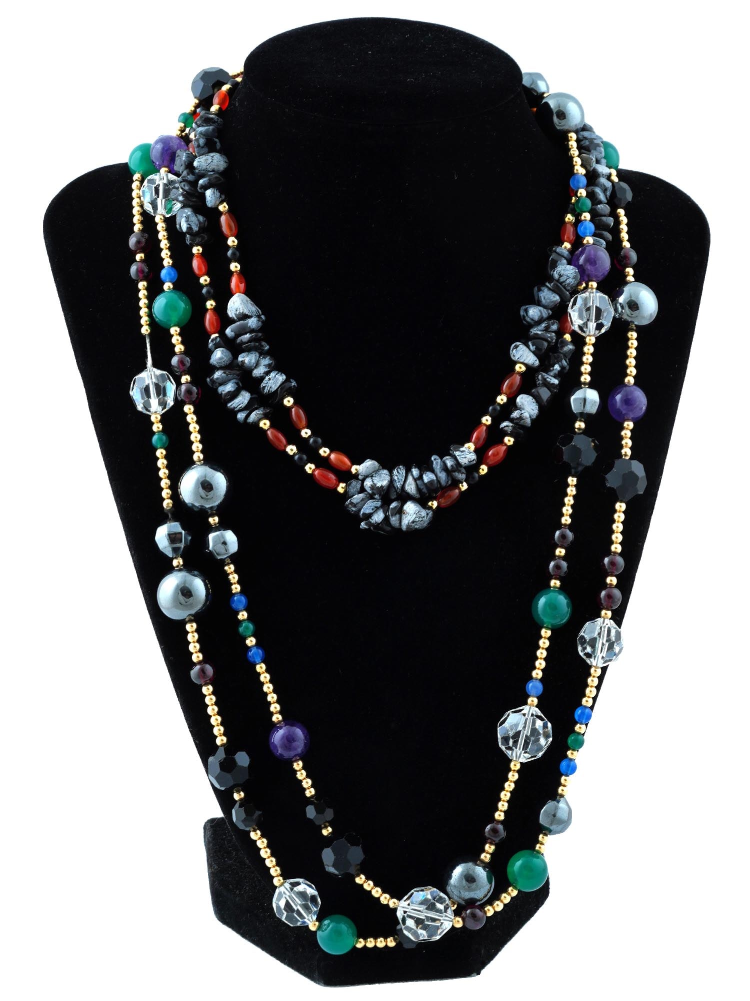 VINTAGE 14K GOLD GEMSTONE CRYSTAL BEADED NECKLACES (1 of 5)