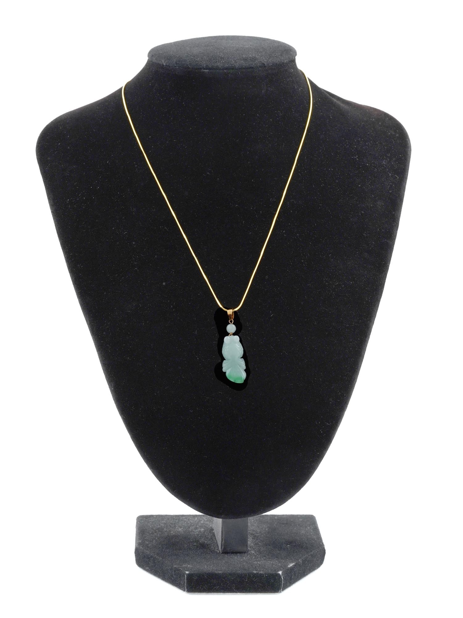 14K JADE PENDANT W GOLD PLATED SILVER NECKLACE (1 of 5)