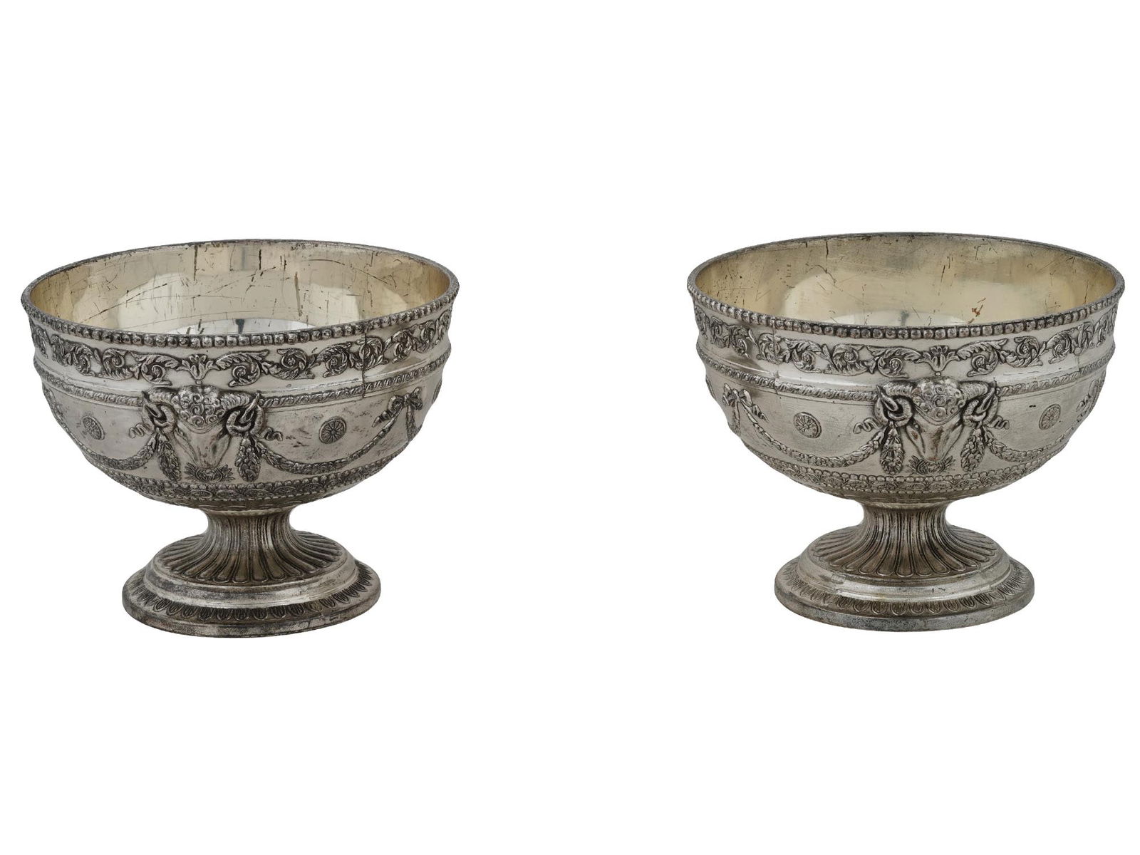 1950S CORBELL SILVER PLATED RAMS HEAD FOOTED BOWLS (1 of 8)