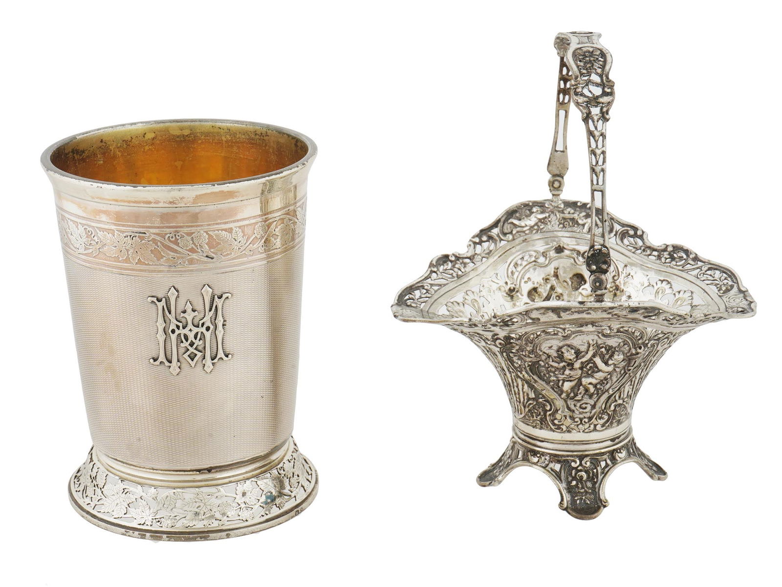 ANTIQUE FRENCH SILVER PLATED CUP AND CANDY BASKET (1 of 7)