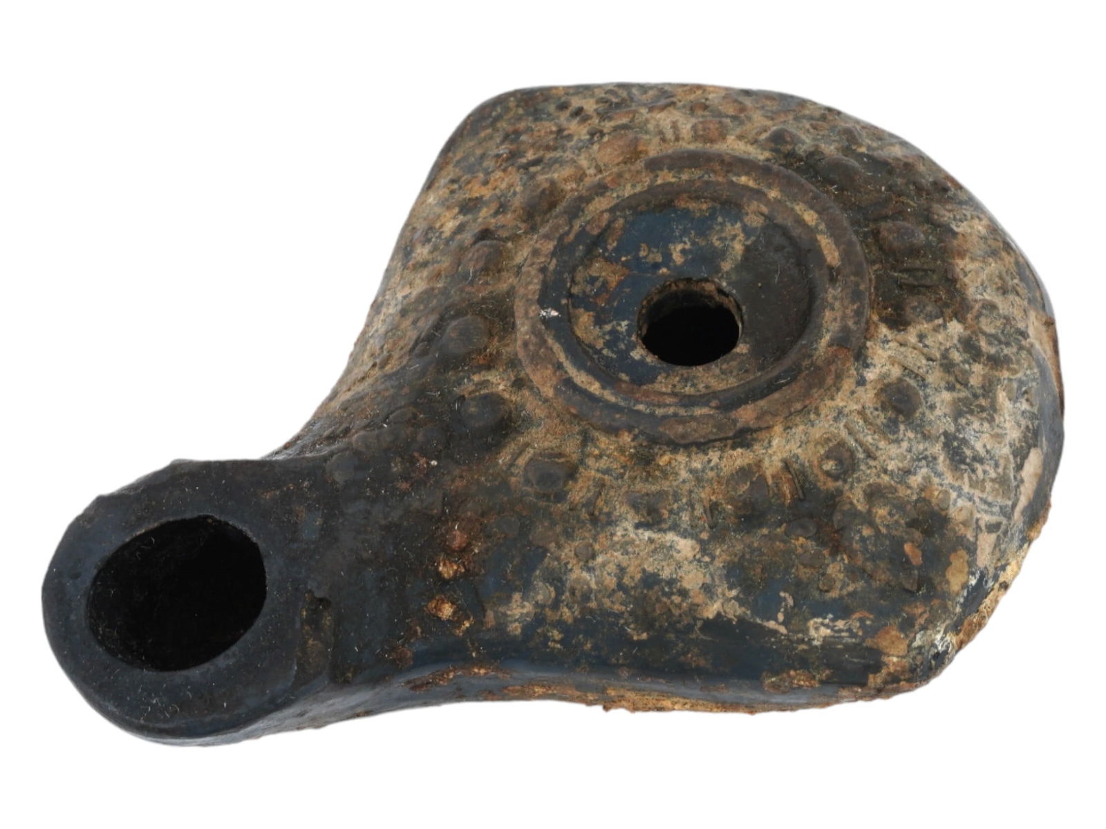 ANCIENT ROMAN FROG TYPE TERRACOTTA POTTERY OIL LAMP (1 of 8)