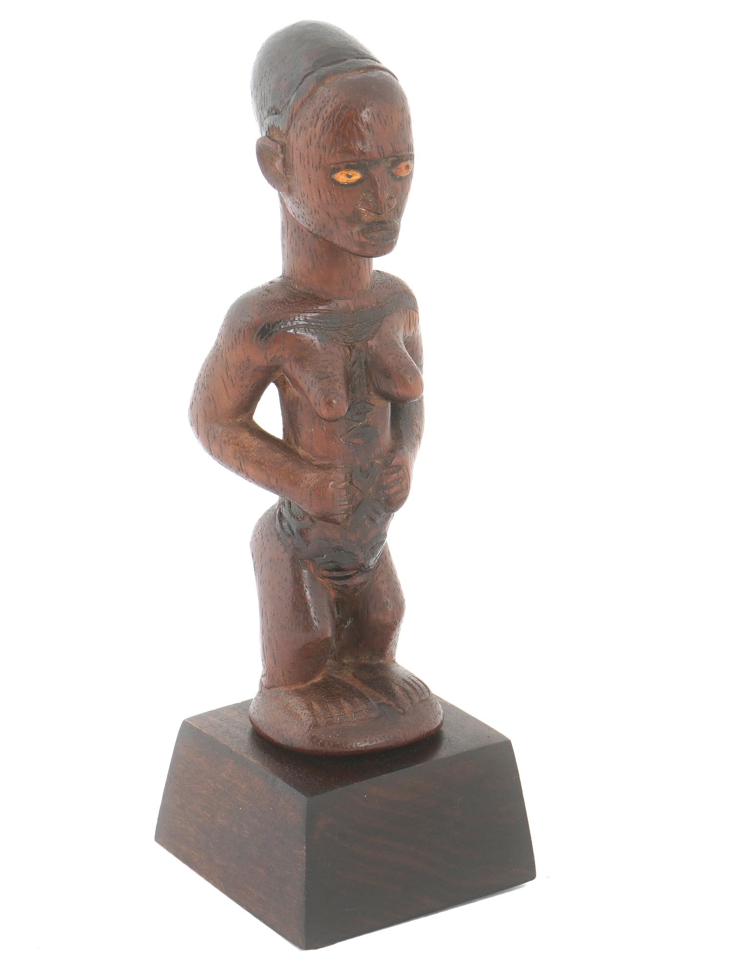 CENTRAL AFRICA CONGO BEMBE WOODEN FEMALE FIGURINE (1 of 7)