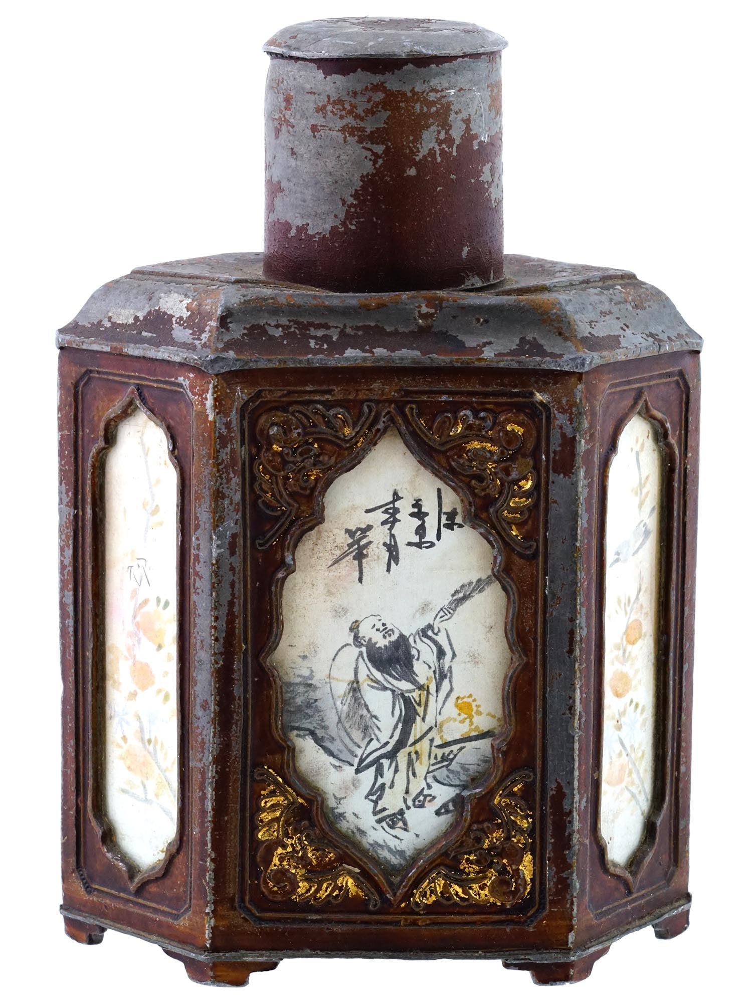 ANTIQUE CHINESE QING SHANTOU PEWTER TEA CADDY (1 of 11)