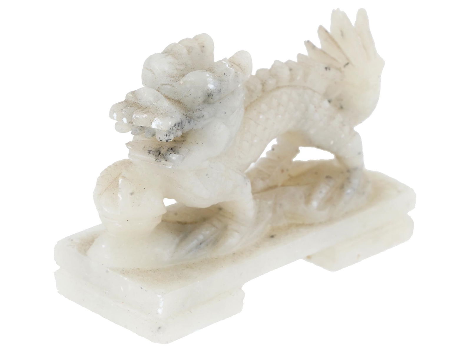 ANTIQUE CHINESE CARVED JADE DRAGON FIGURINE (1 of 6)