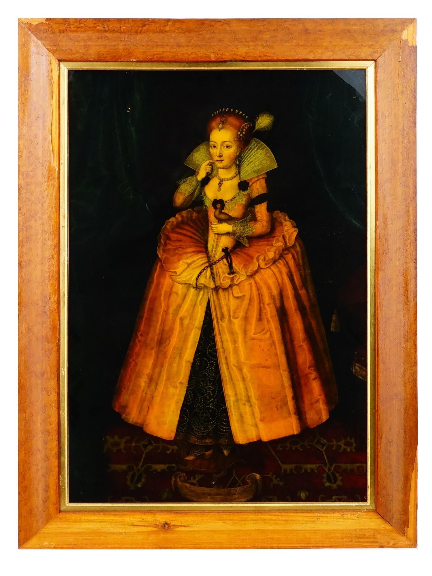 QUEEN ELIZABETH REVERSE GLASS PRINT AFTER HANS HOLBEIN (1 of 7)