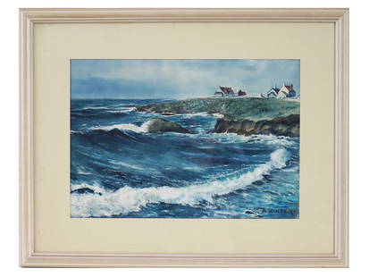 ANDREW GEORGE WINTER AMERICAN WATERCOLOR PAINTING: Andrew George Winter, American, 1893 to 1958, watercolor painting on paper depicting a coastal seascape scene. Signed lower right. Framed. Andrew Winter is known for Marine, landscape and genre painti